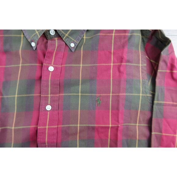 Ralph Lauren Red Plaid Button Up Long Sleeve Shirt Men's Large - Picture 4 of 7